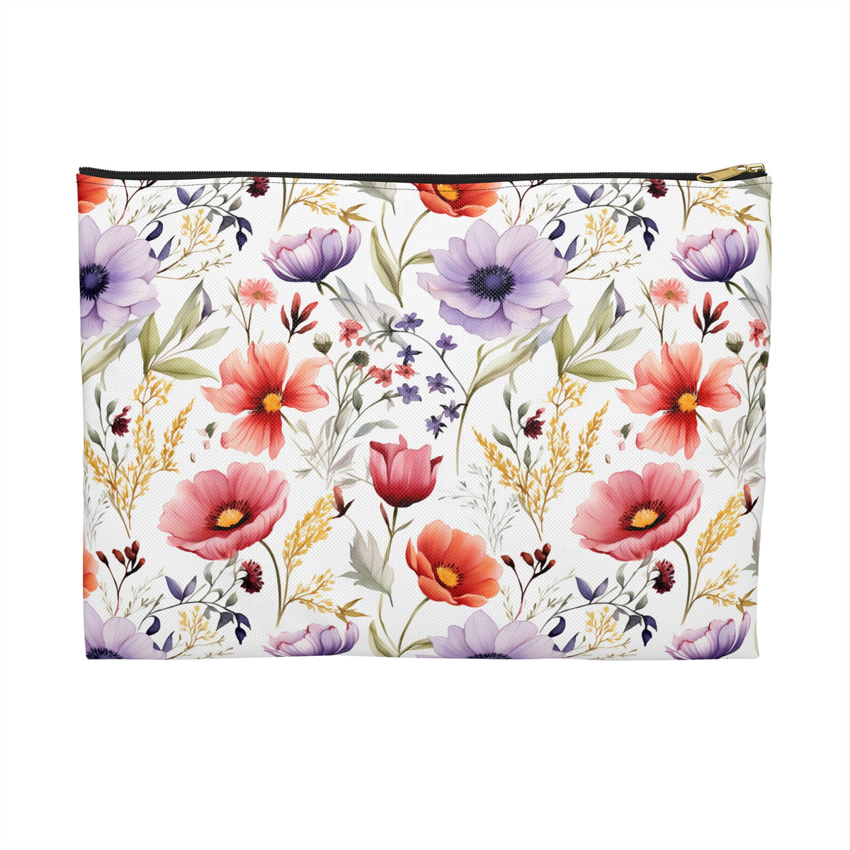 Colour Floral Pattern, Watercolour, Flowers, Accessory Pouch