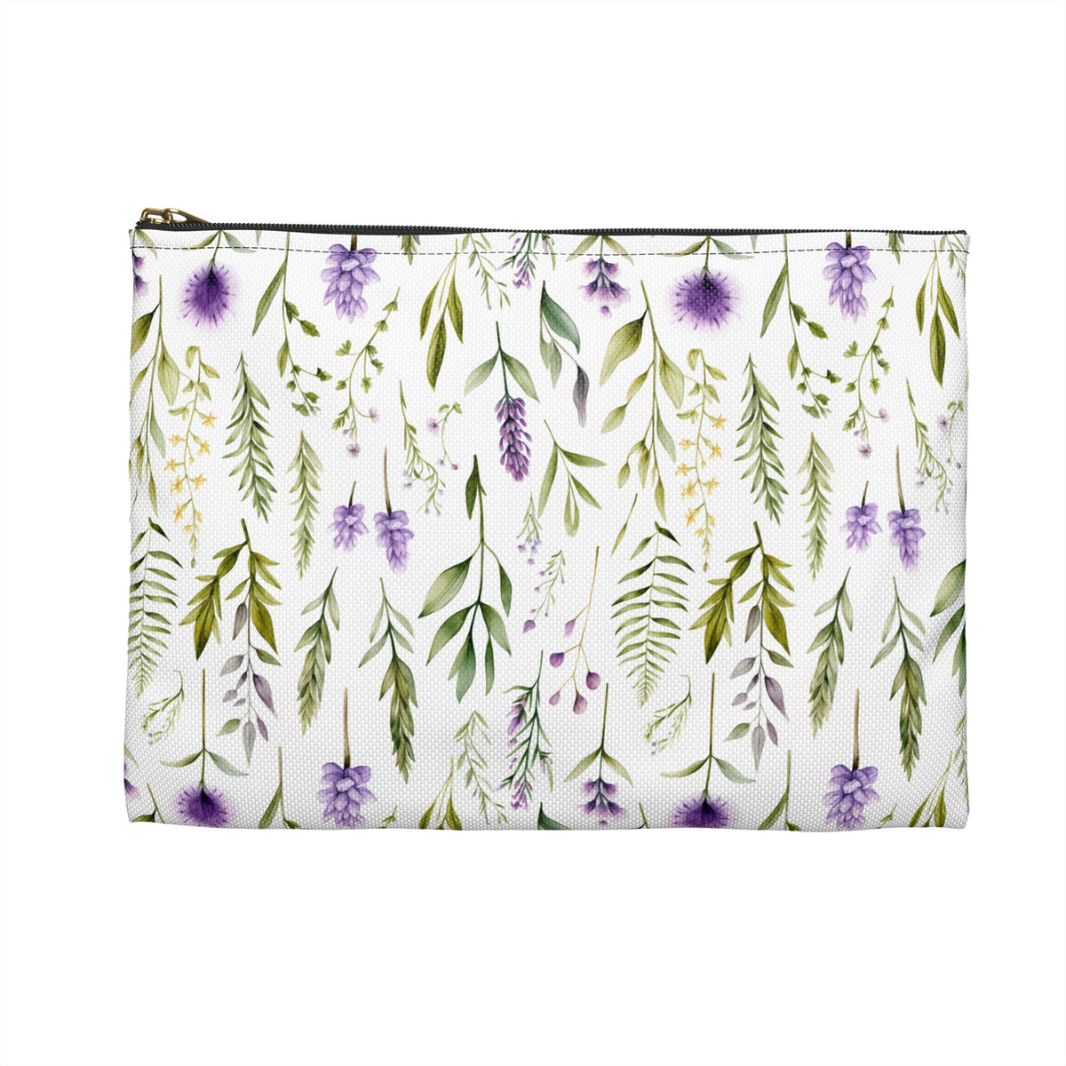 Purple Botanicals Floral Pattern, Watercolour, Flowers, Accessory Pouch