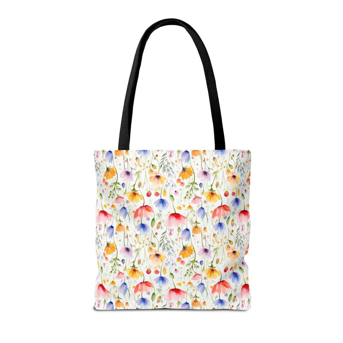 Colorful Floral Pattern, Watercolour, Flowers, Tote Bag (AOP)