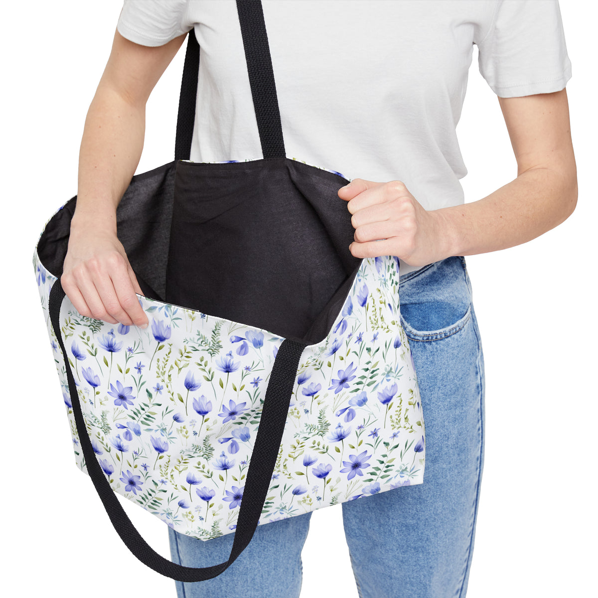 Blue Botanicals Floral Pattern, Watercolour, Flowers, Weekender Tote Bag