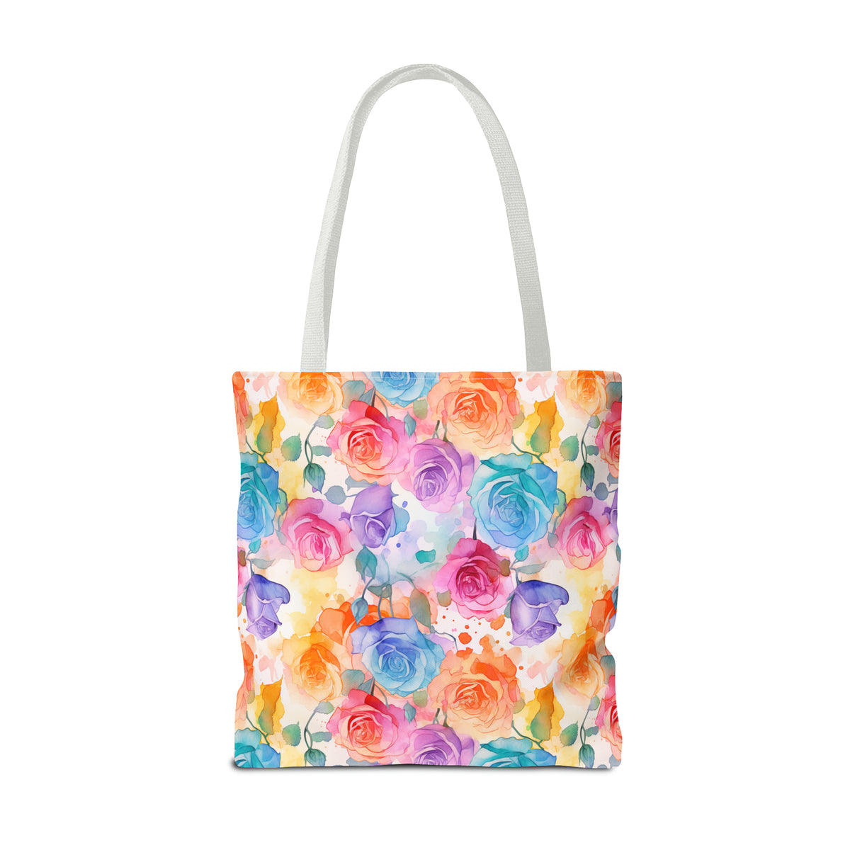 Colorful Roses Floral Pattern, Watercolour, Flowers, Tote Bag (AOP)