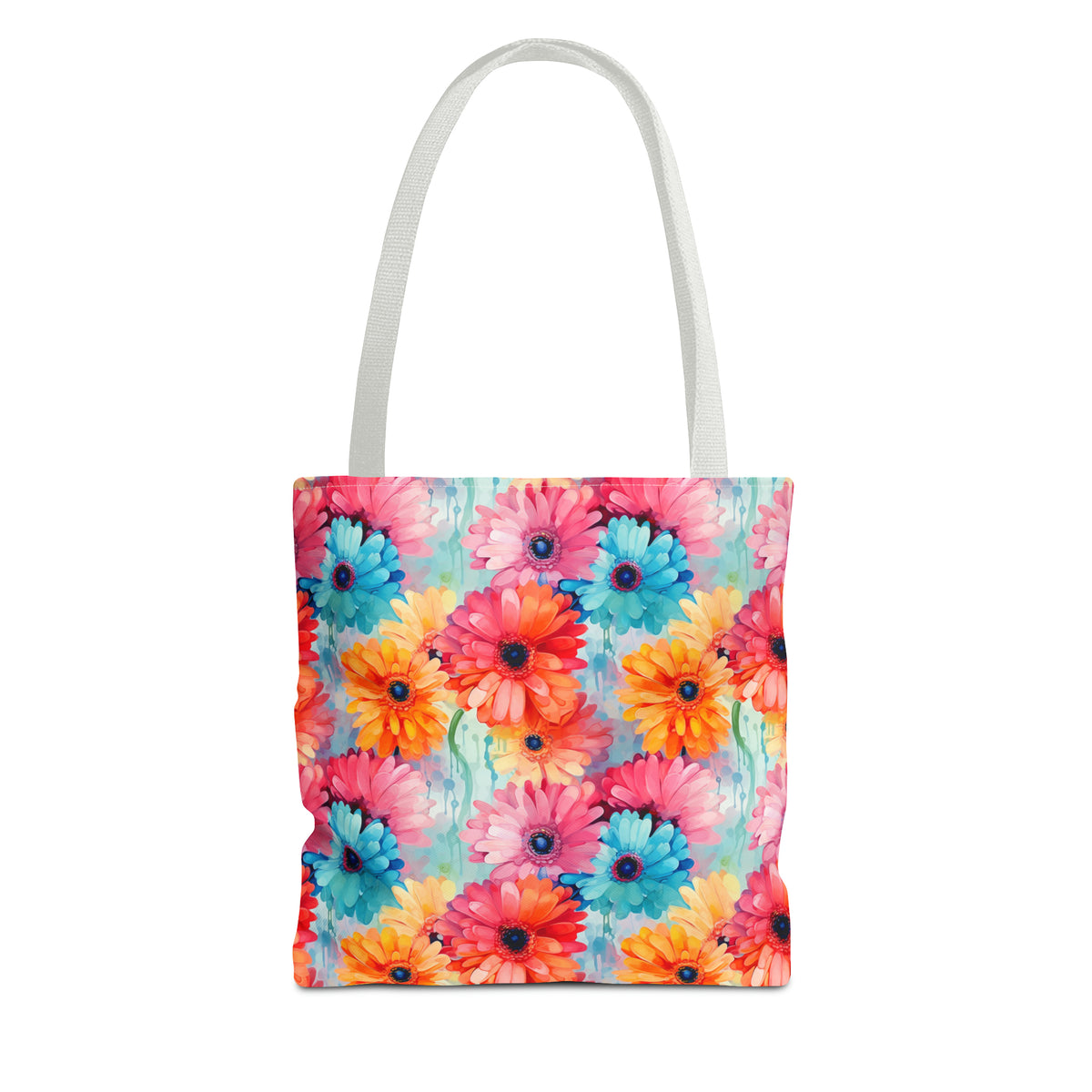 Colorful Gerberas Floral Pattern, Watercolour, Flowers, Tote Bag (AOP)