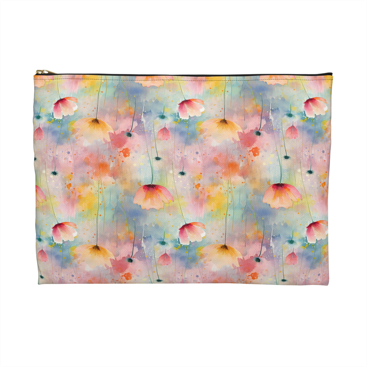 Colour Floral Pattern, Watercolour, Flowers, Accessory Pouch