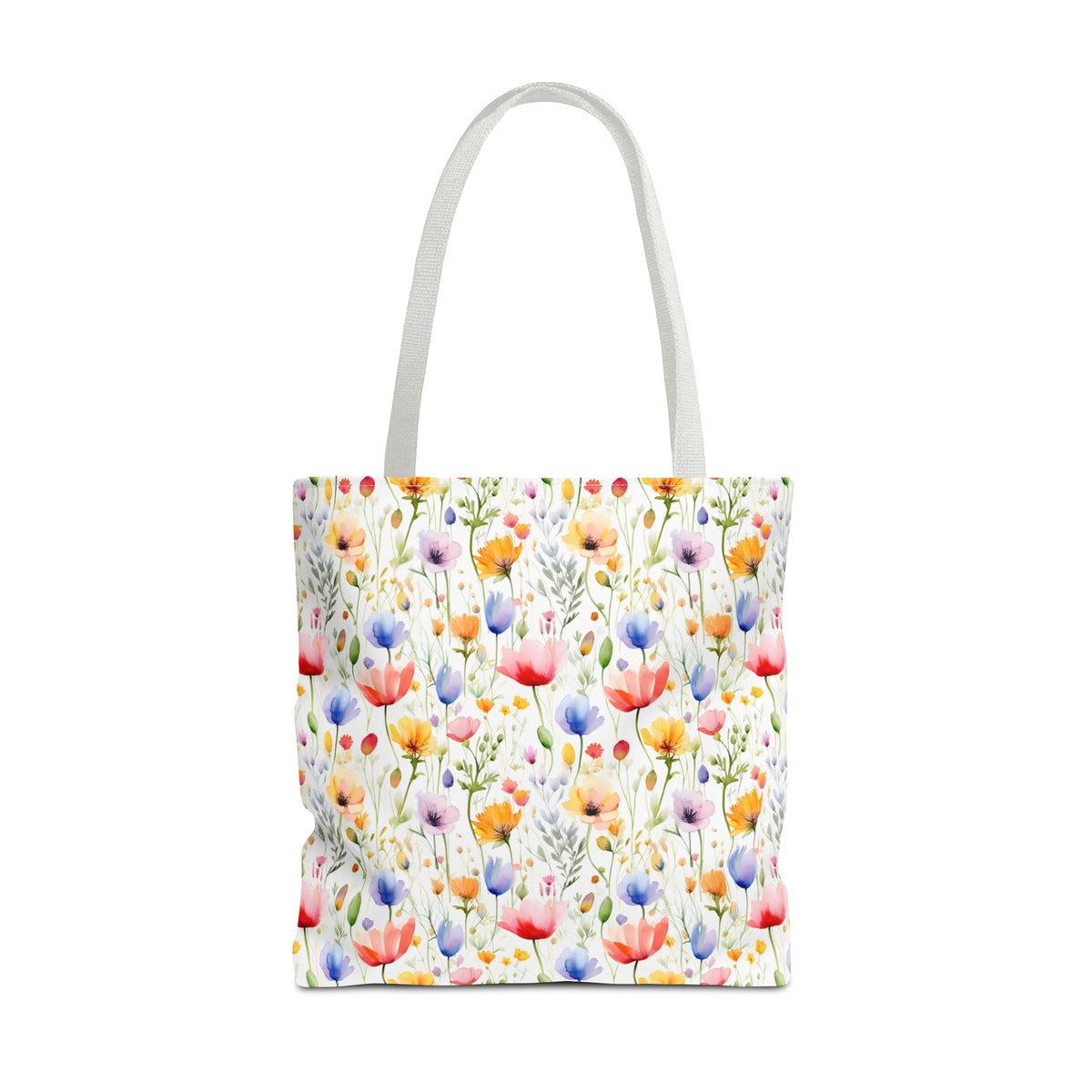 Colorful Floral Pattern, Watercolour, Flowers, Tote Bag (AOP)