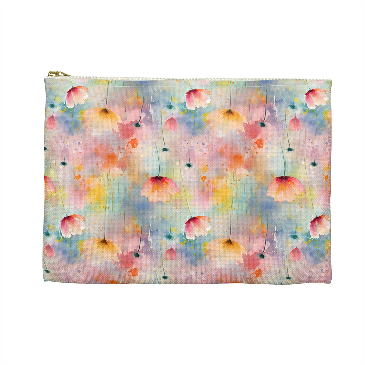 Colour Floral Pattern, Watercolour, Flowers, Accessory Pouch