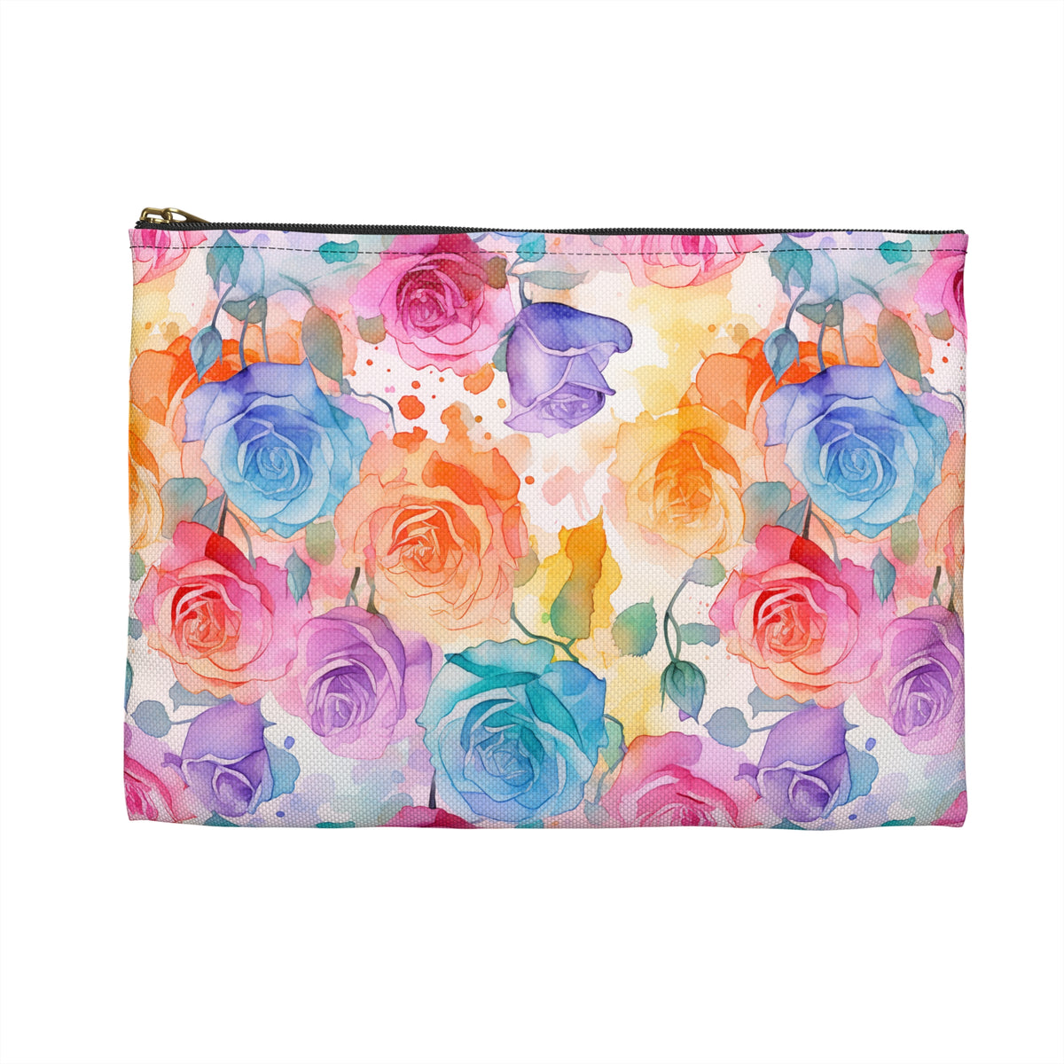 Colour Roses Floral Pattern, Watercolour, Flowers, Accessory Pouch