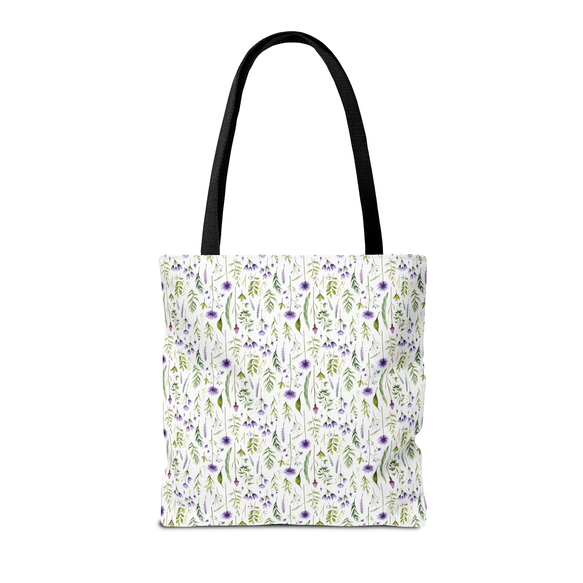 Purple Botanicals Floral Pattern, Watercolour, Flowers, Tote Bag (AOP)