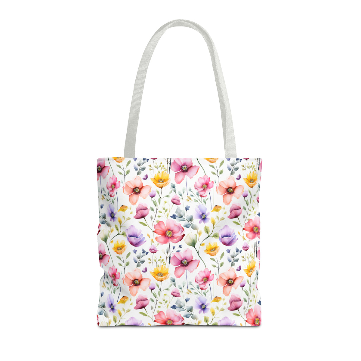 Colorful Floral Pattern, Watercolour, Flowers, Tote Bag (AOP)