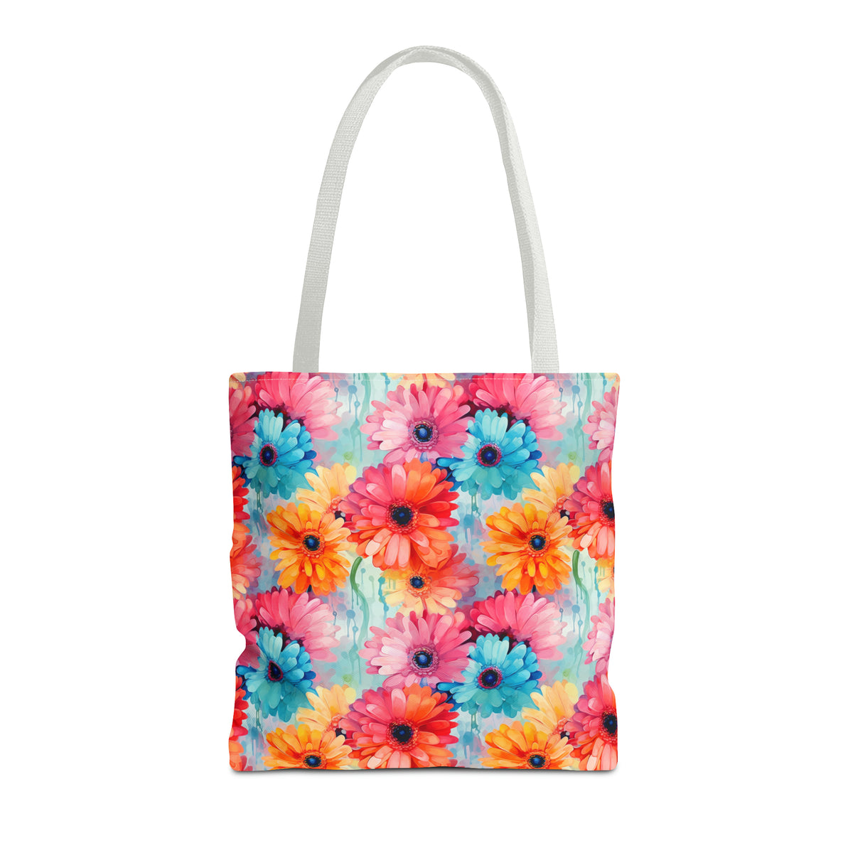 Colorful Gerberas Floral Pattern, Watercolour, Flowers, Tote Bag (AOP)