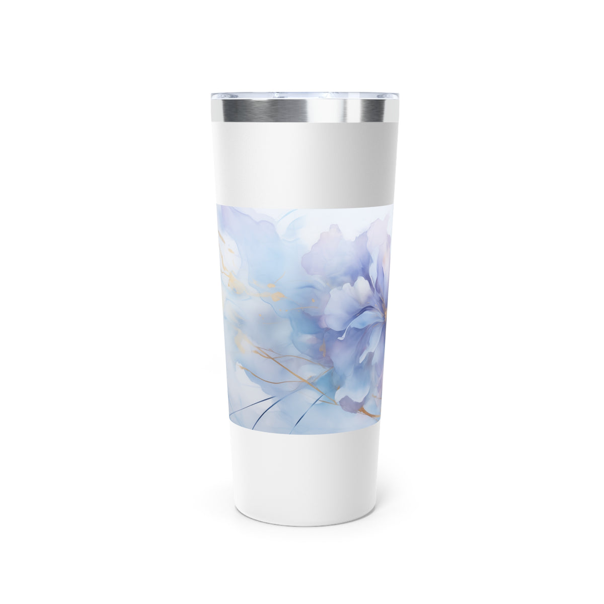 Ultramarine Blue, Payne's Gray, Pale Lavender, Watercolour, Gold Streaks, Marbled, Copper Vacuum Insulated Tumbler, 22oz