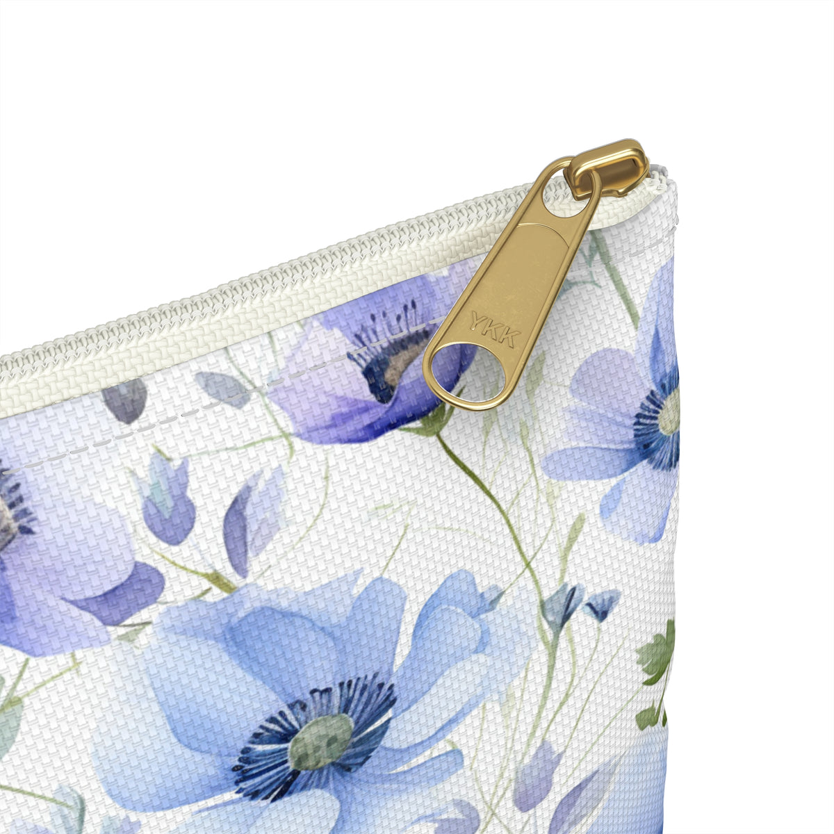 Blue Floral Pattern, Watercolour, Flowers, Accessory Pouch