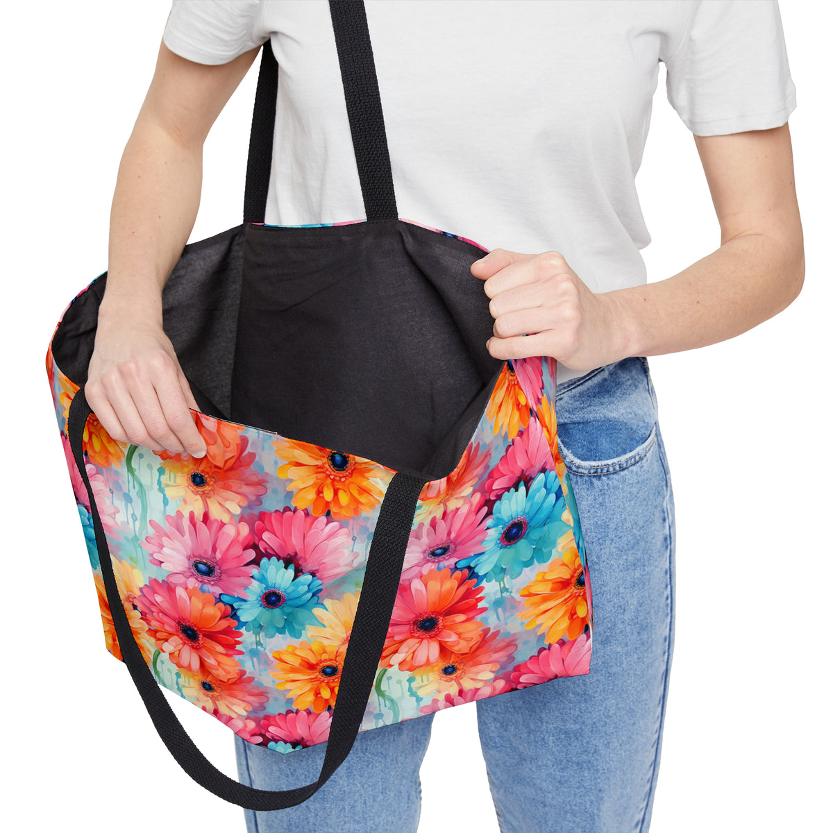 Colour Gerberas Floral Pattern, Watercolour, Flowers, Weekender Tote Bag