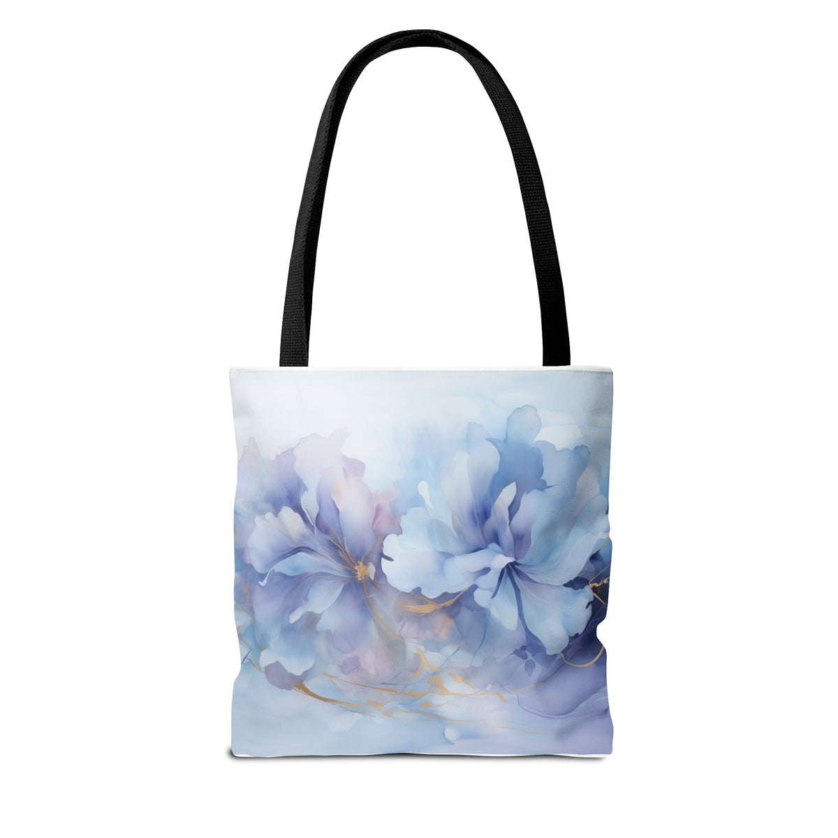 Ultramarine Blue, Payne's Gray, Pale Lavender, Watercolour, Gold Streaks, Marbled, Tote Bag (AOP)