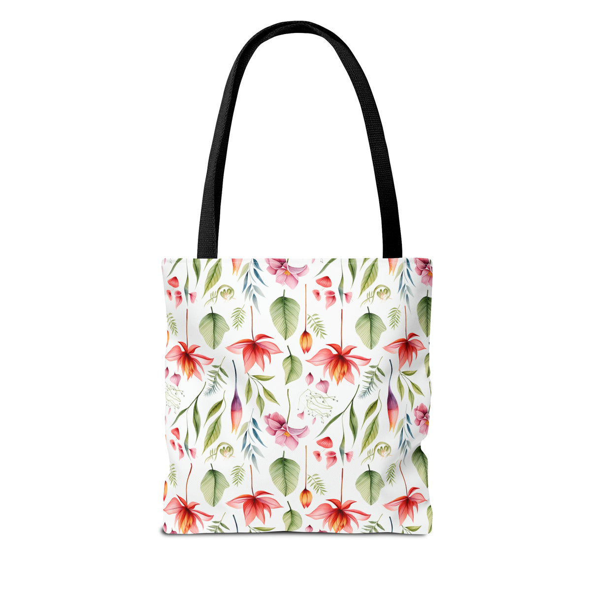 Red Botanicals Floral Pattern, Watercolour, Flowers, Tote Bag (AOP)