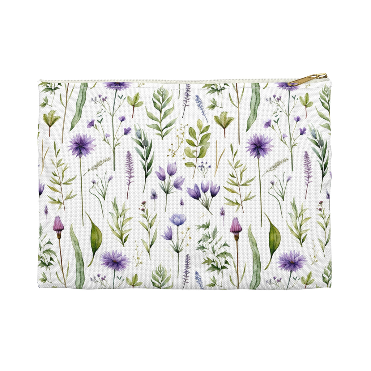 Purple Botanicals Floral Pattern, Watercolour, Flowers, Accessory Pouch