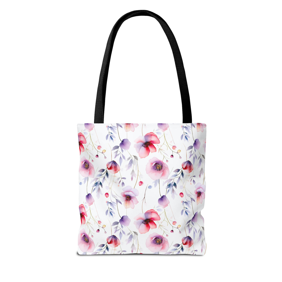 Colorful Floral Pattern, Watercolour, Flowers, Tote Bag (AOP)