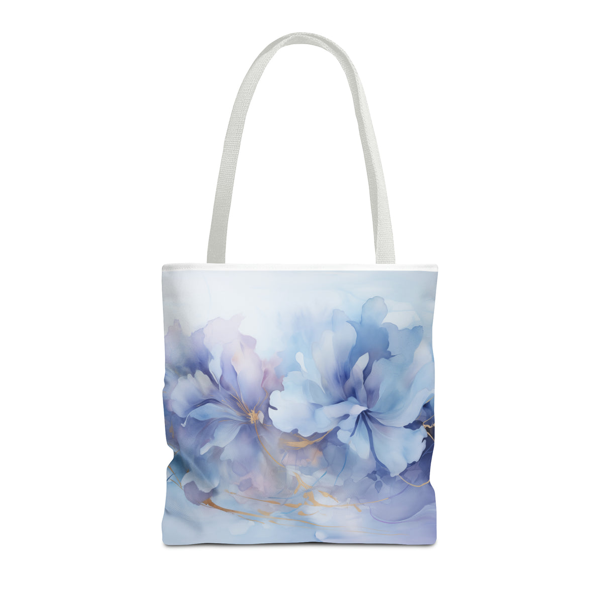 Ultramarine Blue, Payne's Gray, Pale Lavender, Watercolour, Gold Streaks, Marbled, Tote Bag (AOP)