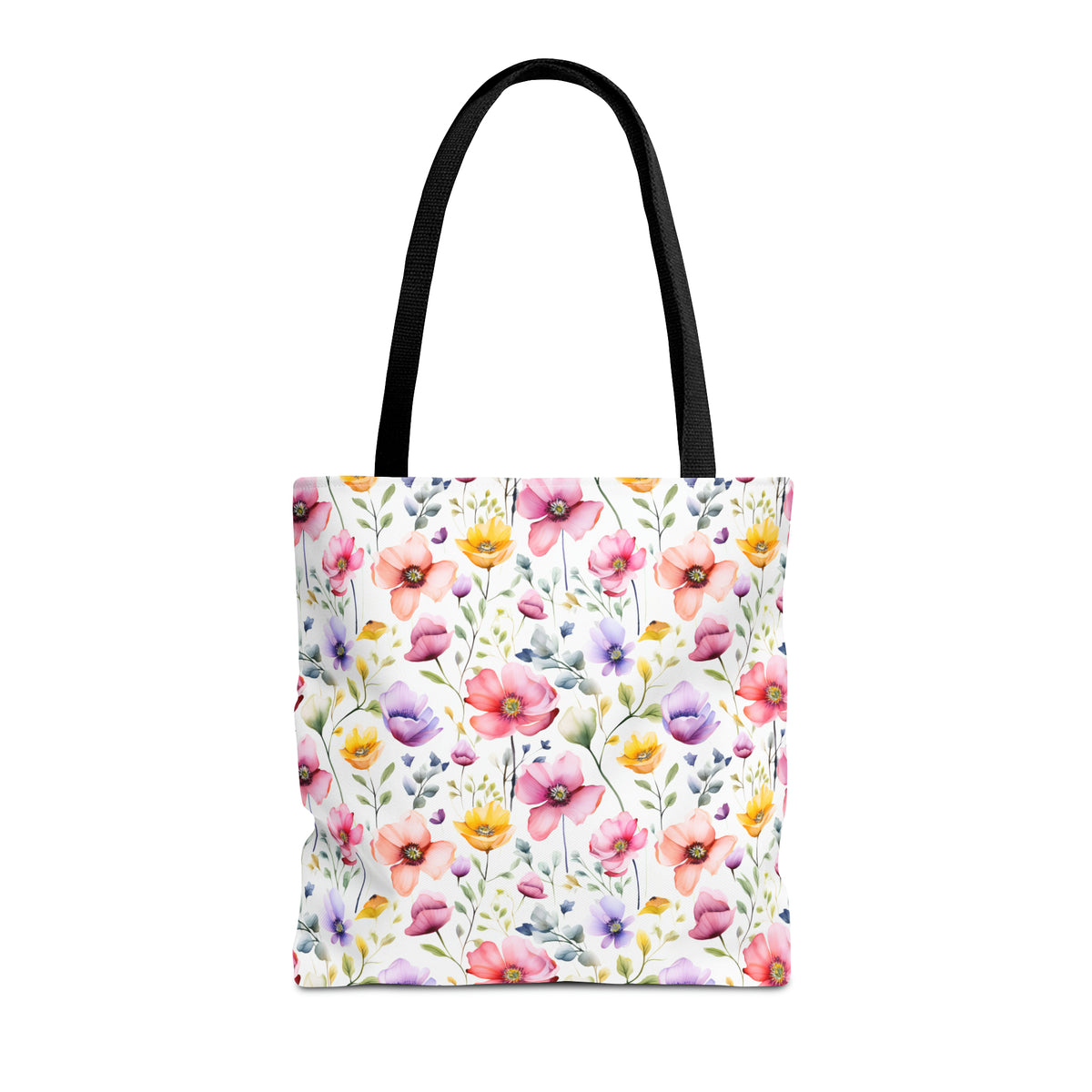 Colorful Floral Pattern, Watercolour, Flowers, Tote Bag (AOP)