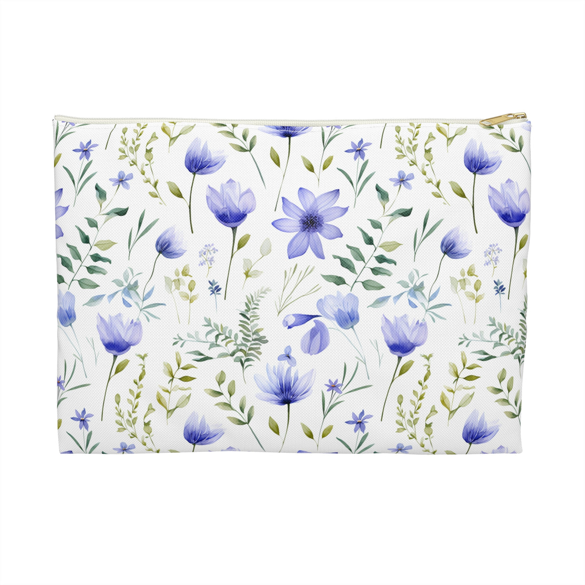 Blue Botanicals Floral Pattern, Watercolour, Flowers, Accessory Pouch