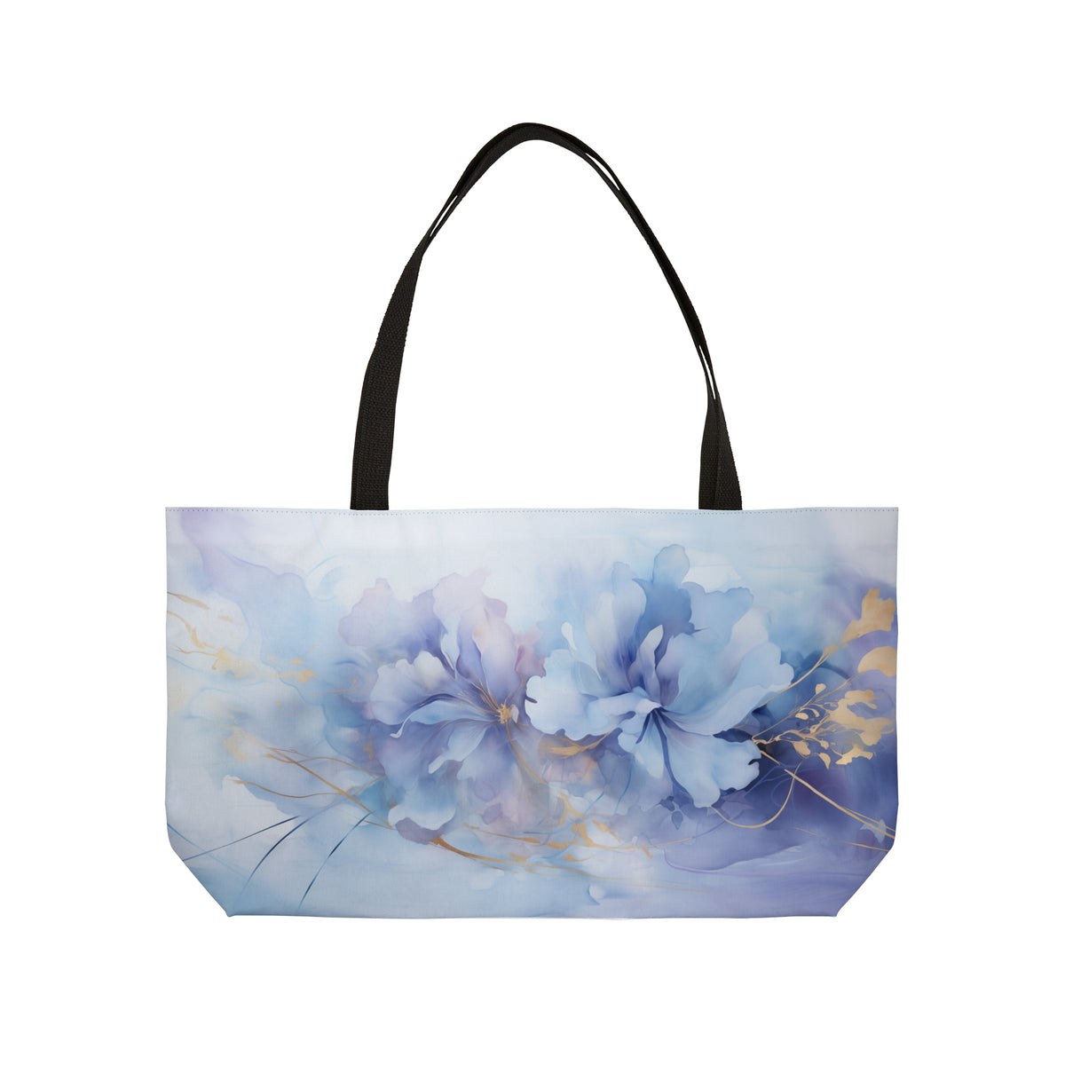 Ultramarine Blue, Payne's Gray, Pale Lavender, Watercolour, Gold Streaks, Marbled, Weekender Tote Bag