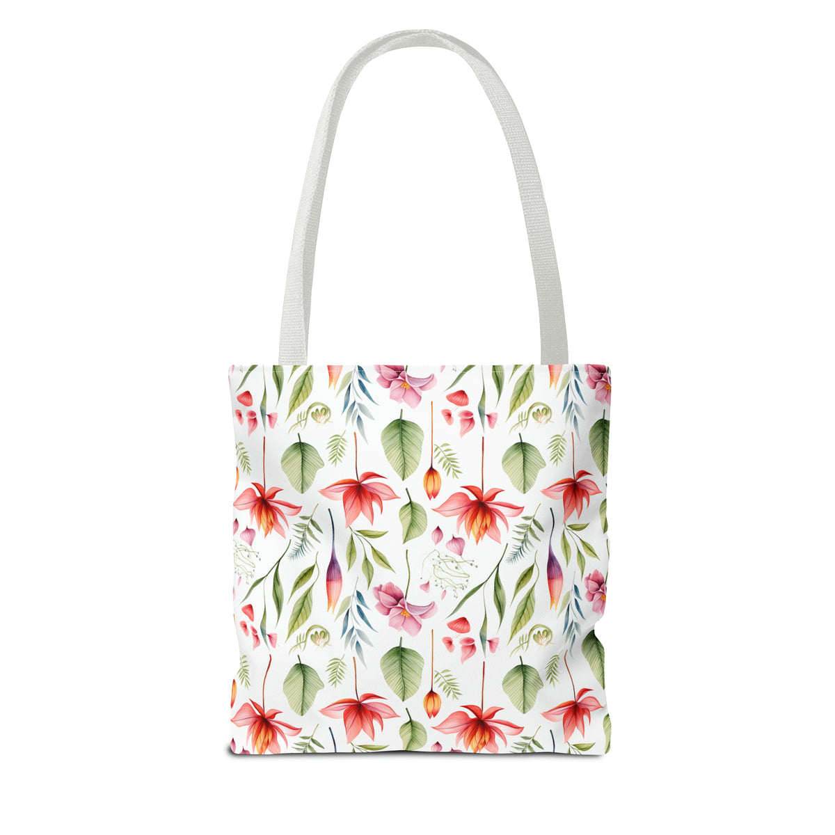 Red Botanicals Floral Pattern, Watercolour, Flowers, Tote Bag (AOP)