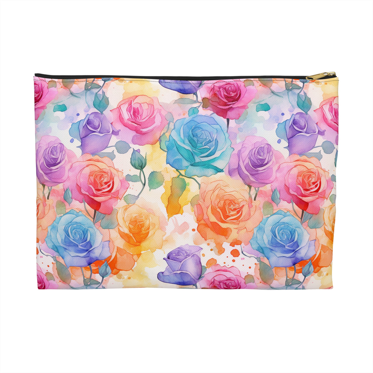 Colour Roses Floral Pattern, Watercolour, Flowers, Accessory Pouch