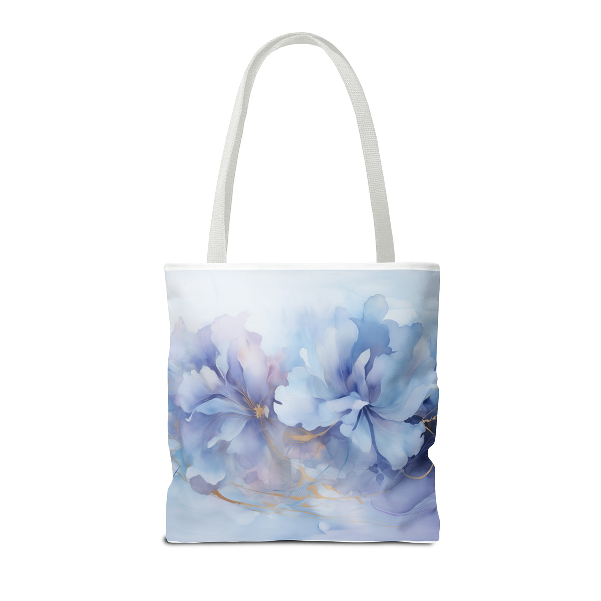 Ultramarine Blue, Payne's Gray, Pale Lavender, Watercolour, Gold Streaks, Marbled, Tote Bag (AOP)