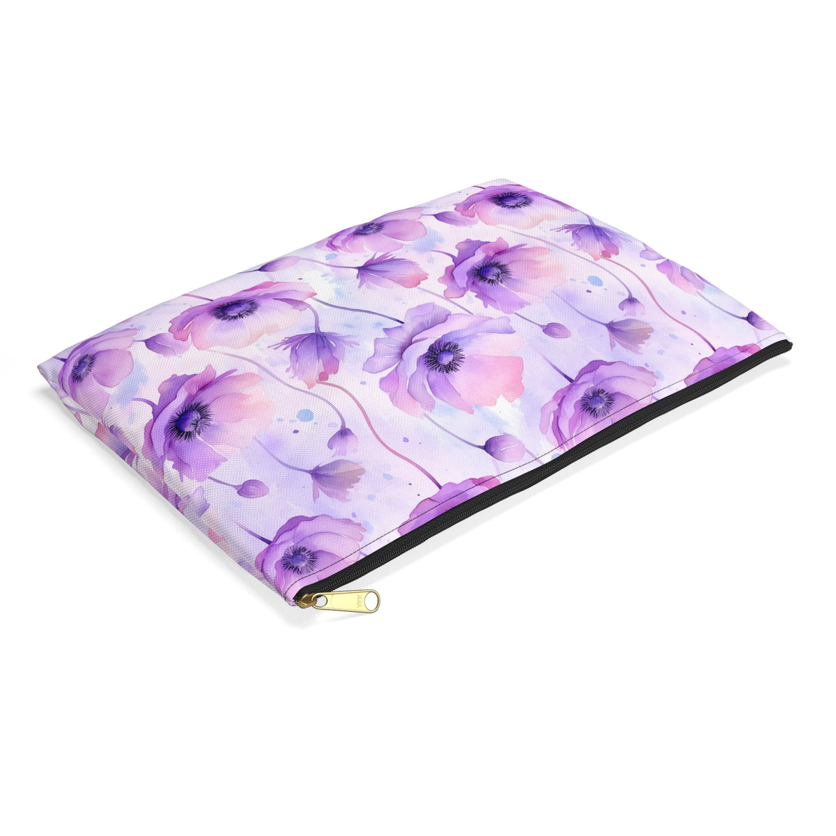 Purple Poppies Floral Pattern, Watercolour, Flowers, Accessory Pouch