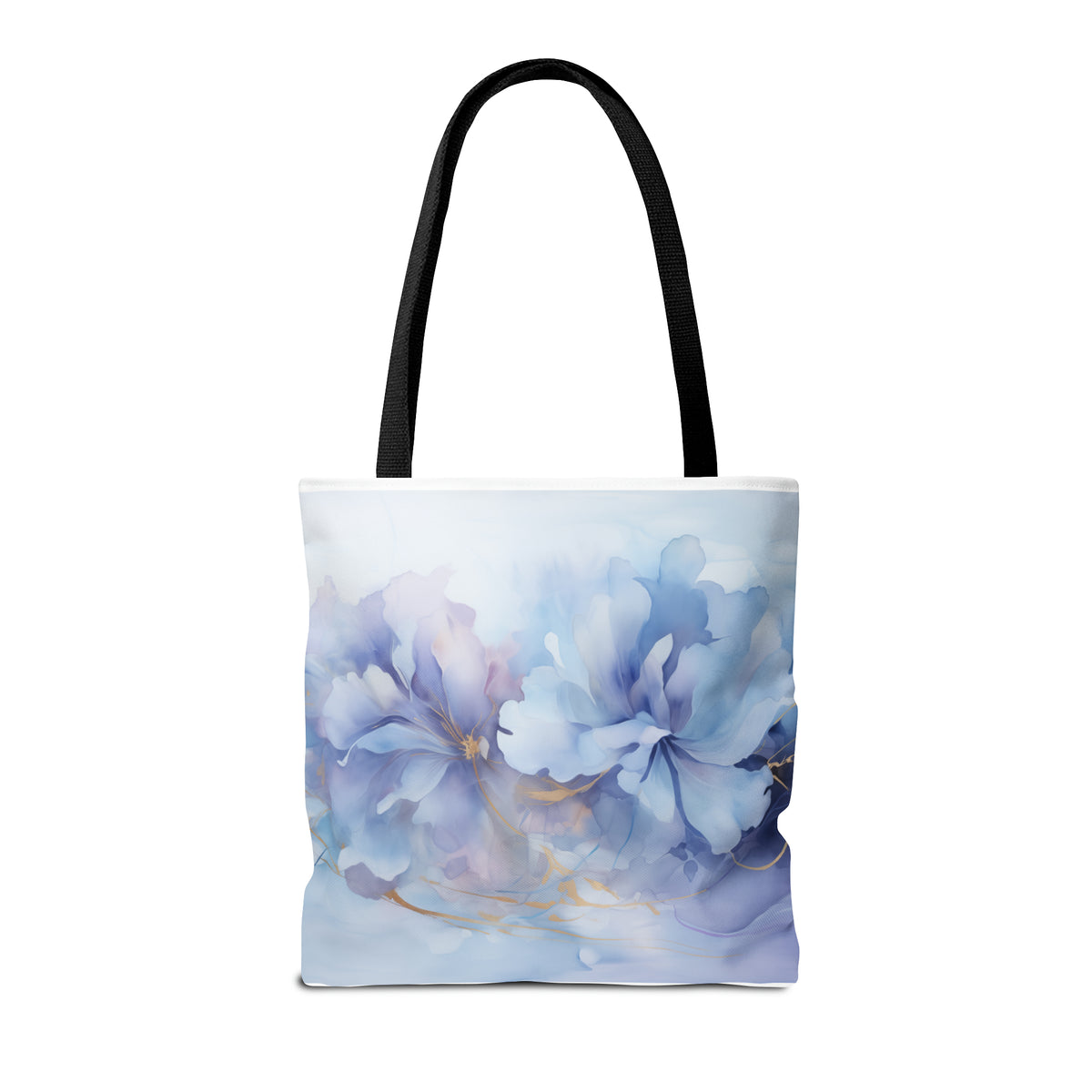 Ultramarine Blue, Payne's Gray, Pale Lavender, Watercolour, Gold Streaks, Marbled, Tote Bag (AOP)