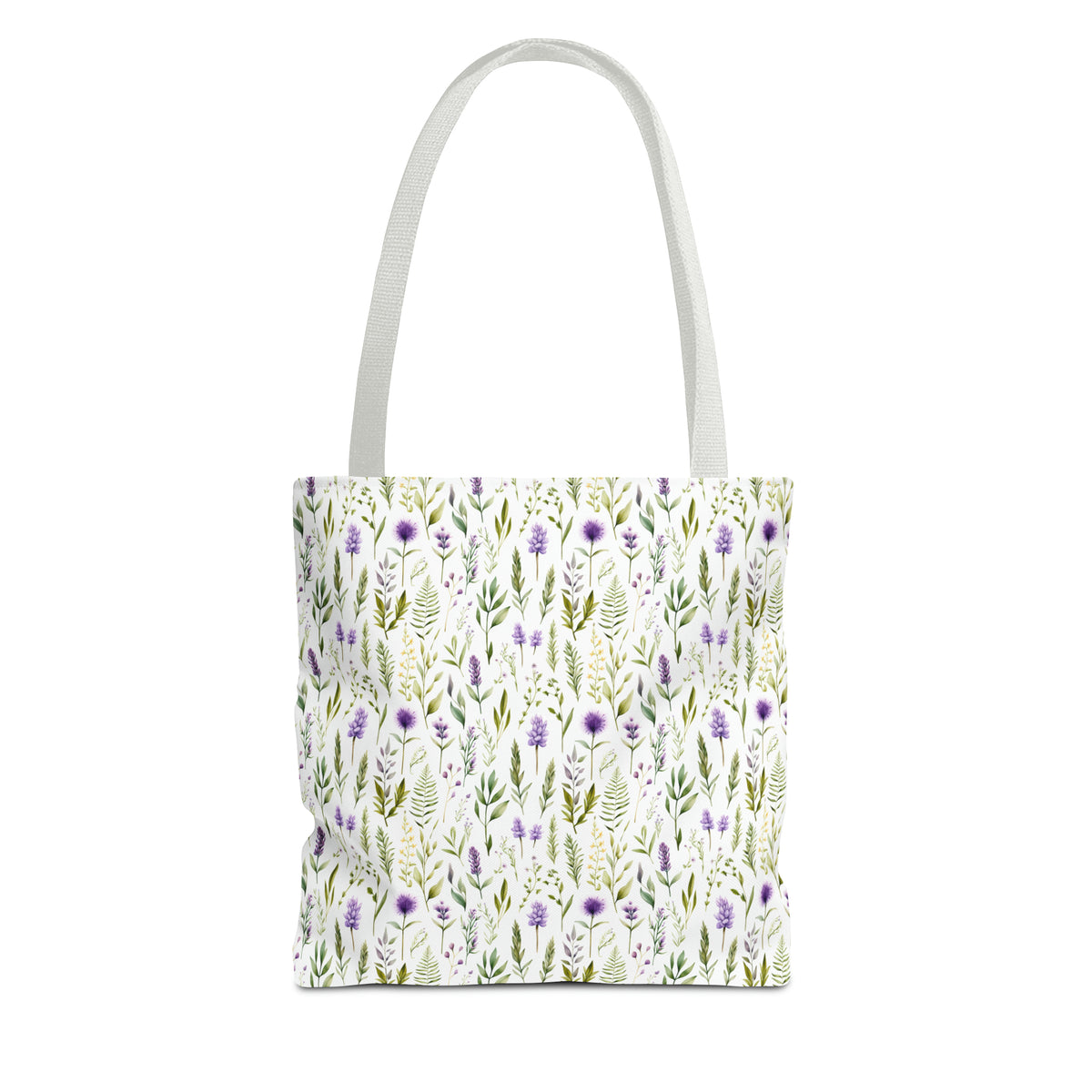 Purple Botanicals Floral Pattern, Watercolour, Flowers, Tote Bag (AOP)