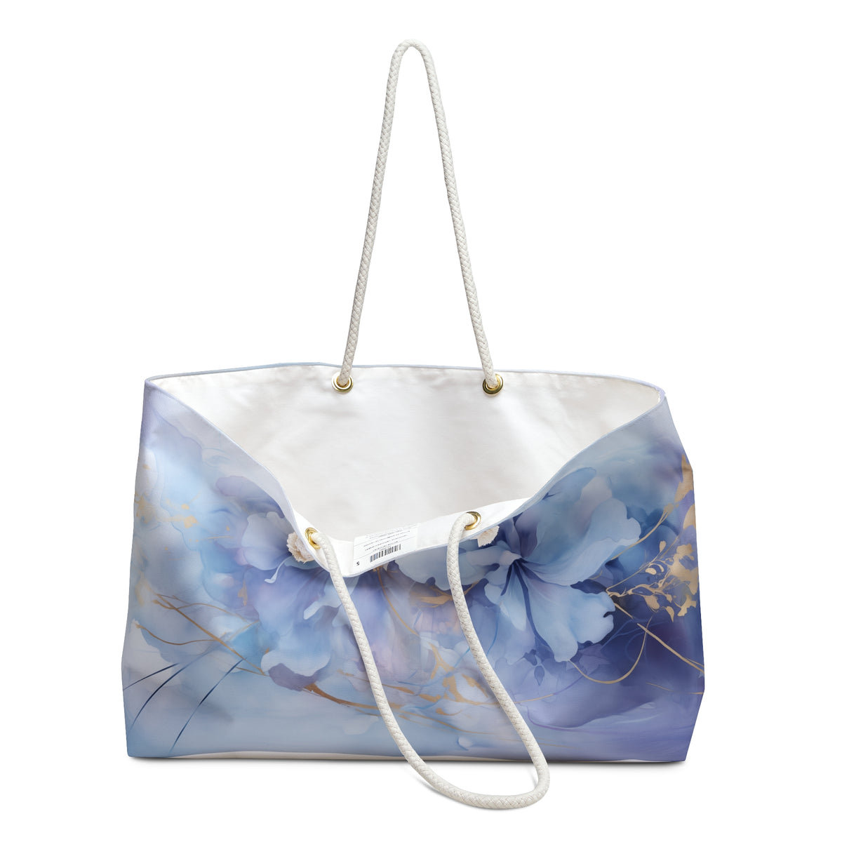 Ultramarine Blue, Payne's Gray, Pale Lavender, Watercolour, Gold Streaks, Marbled, Weekender Bag