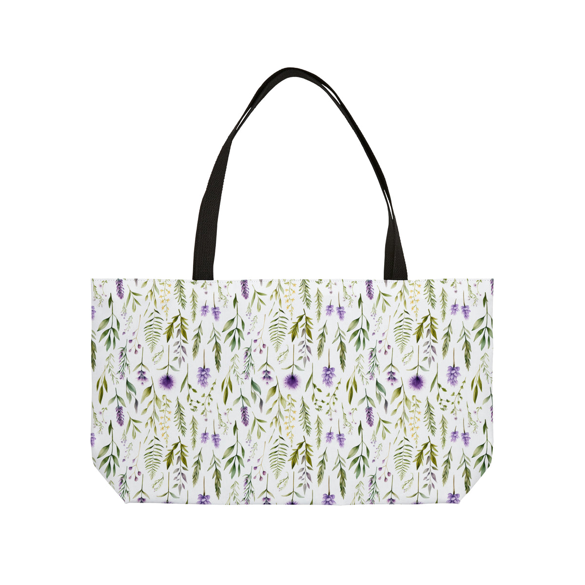 Purple Botanicals Floral Pattern, Watercolour, Flowers, Weekender Tote Bag