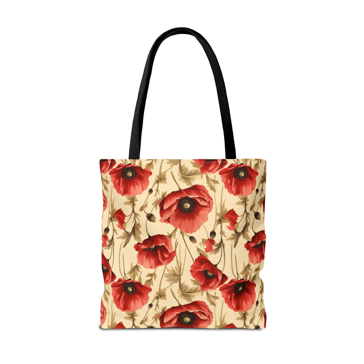 Red Poppies Floral Pattern, Watercolour, Flowers, Tote Bag (AOP)