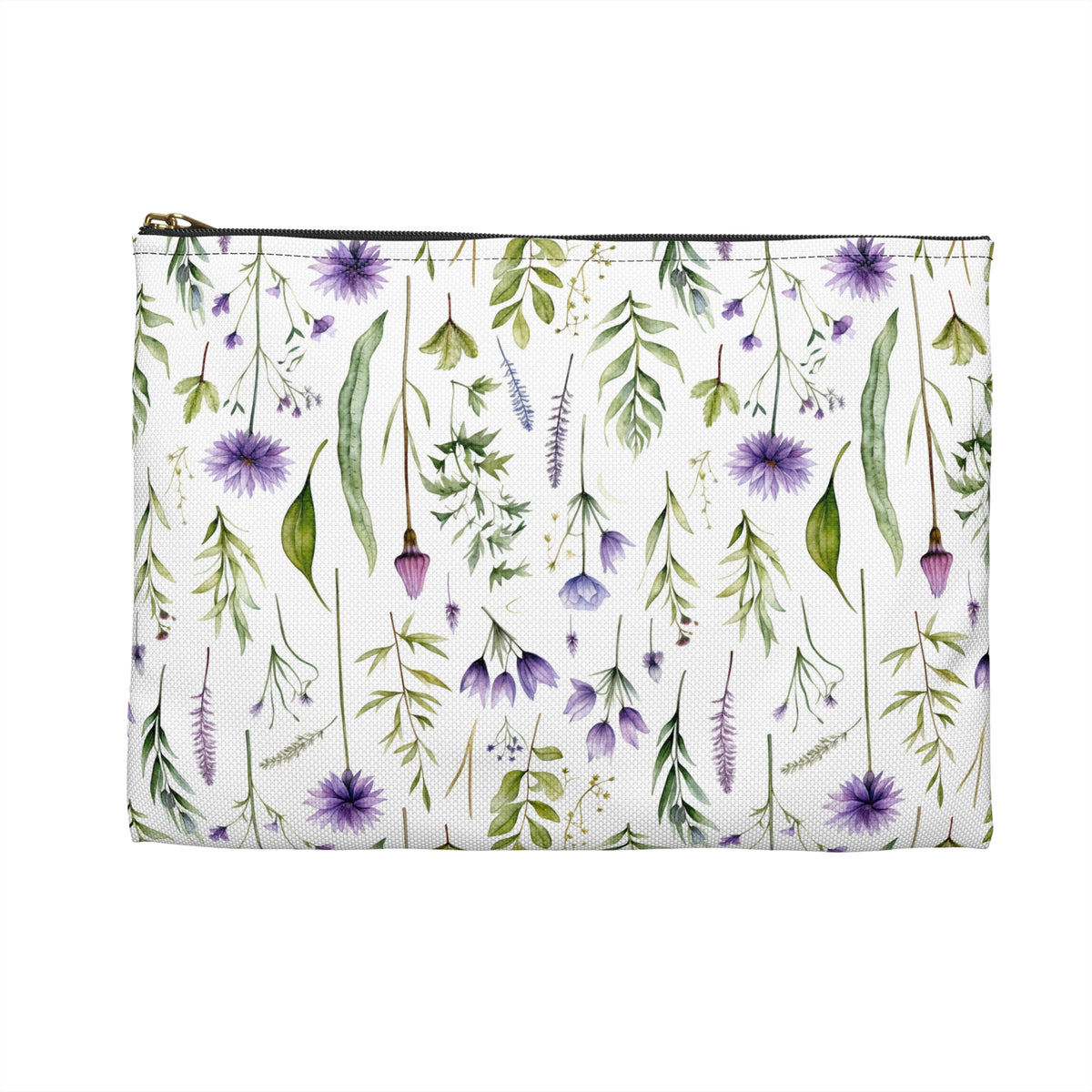 Purple Botanicals Floral Pattern, Watercolour, Flowers, Accessory Pouch