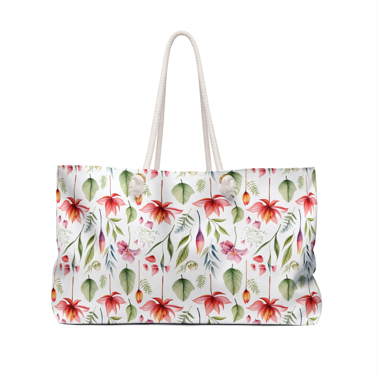 Red Botanicals Floral Pattern, Watercolour, Flowers, Weekender Tote Bag