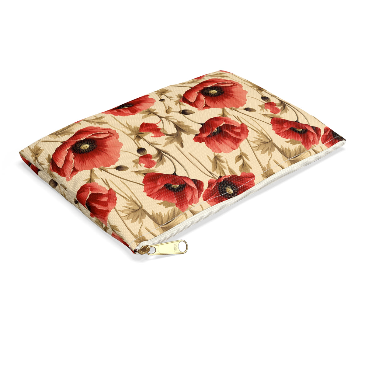 Red Poppies Floral Pattern, Watercolour, Flowers, Accessory Pouch