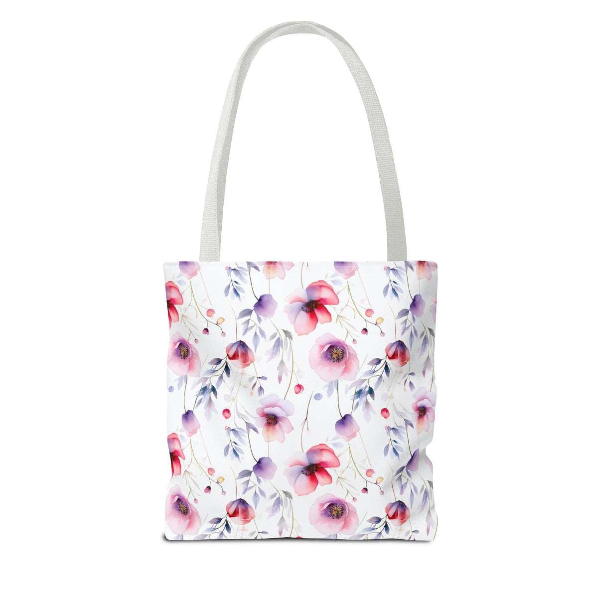 Colorful Floral Pattern, Watercolour, Flowers, Tote Bag (AOP)