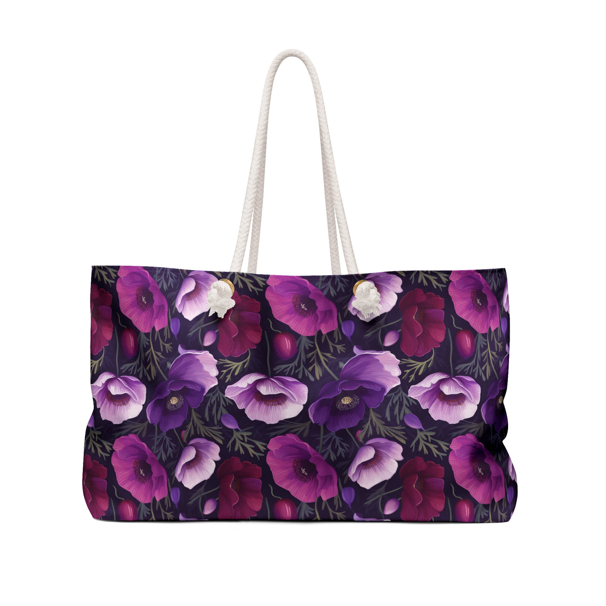 Purple Poppies Floral Pattern, Watercolour, Flowers, Weekender Tote Bag