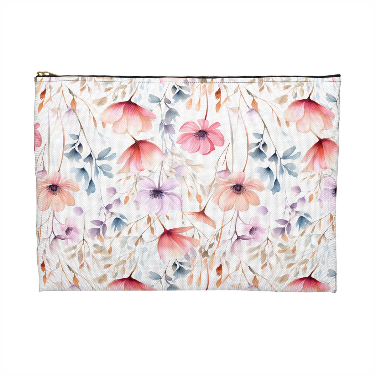 Colour Floral Pattern, Watercolour, Flowers, Accessory Pouch