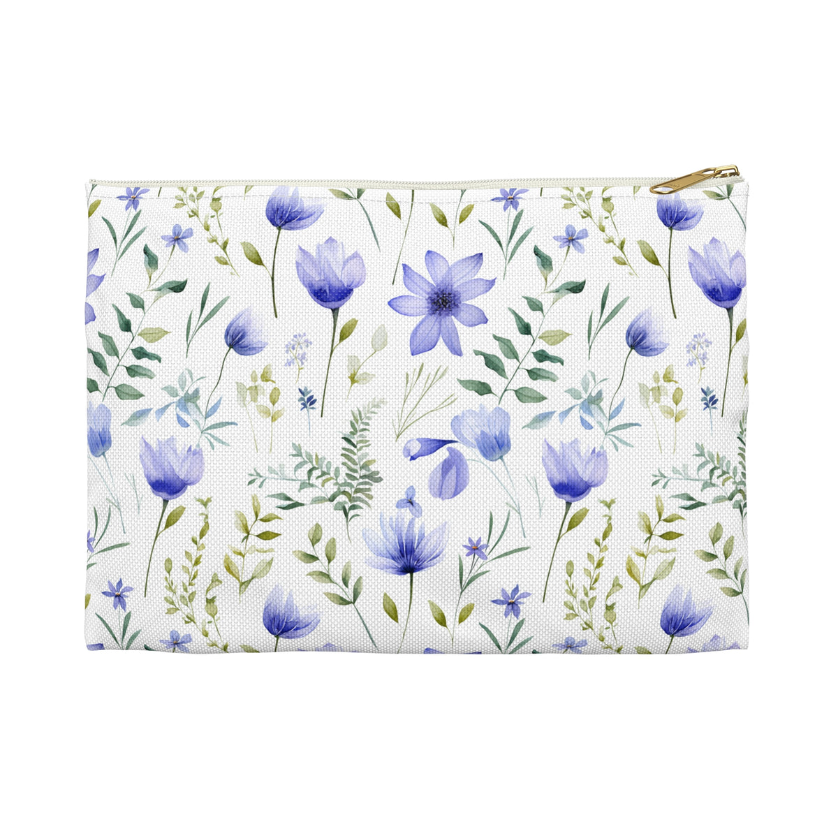 Blue Botanicals Floral Pattern, Watercolour, Flowers, Accessory Pouch