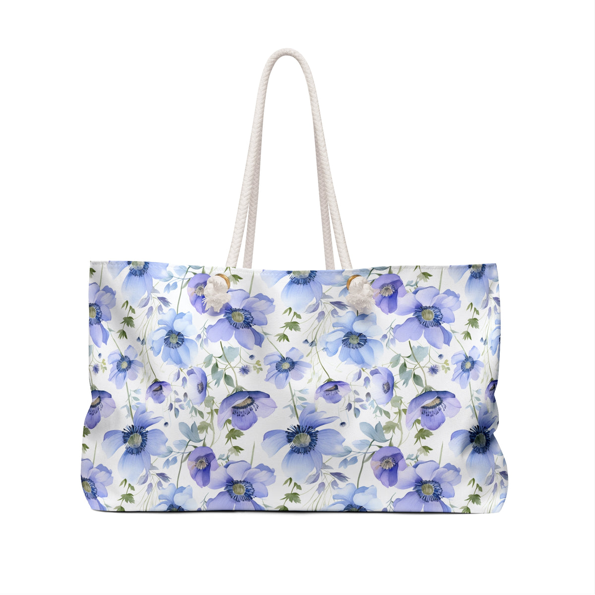 Blue Floral Pattern, Watercolour, Flowers, Weekender Tote Bag